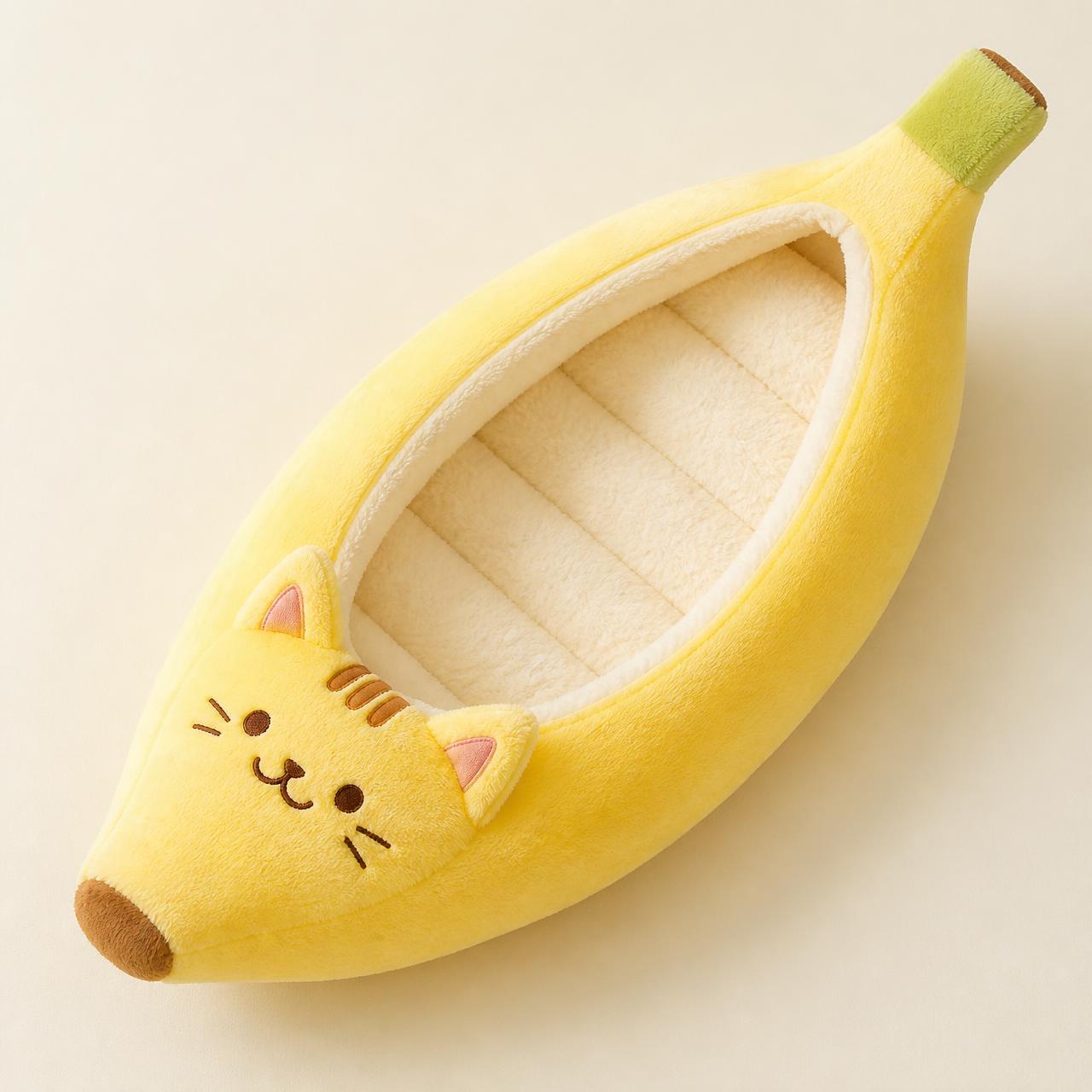 Banana Cat Bed flat lay